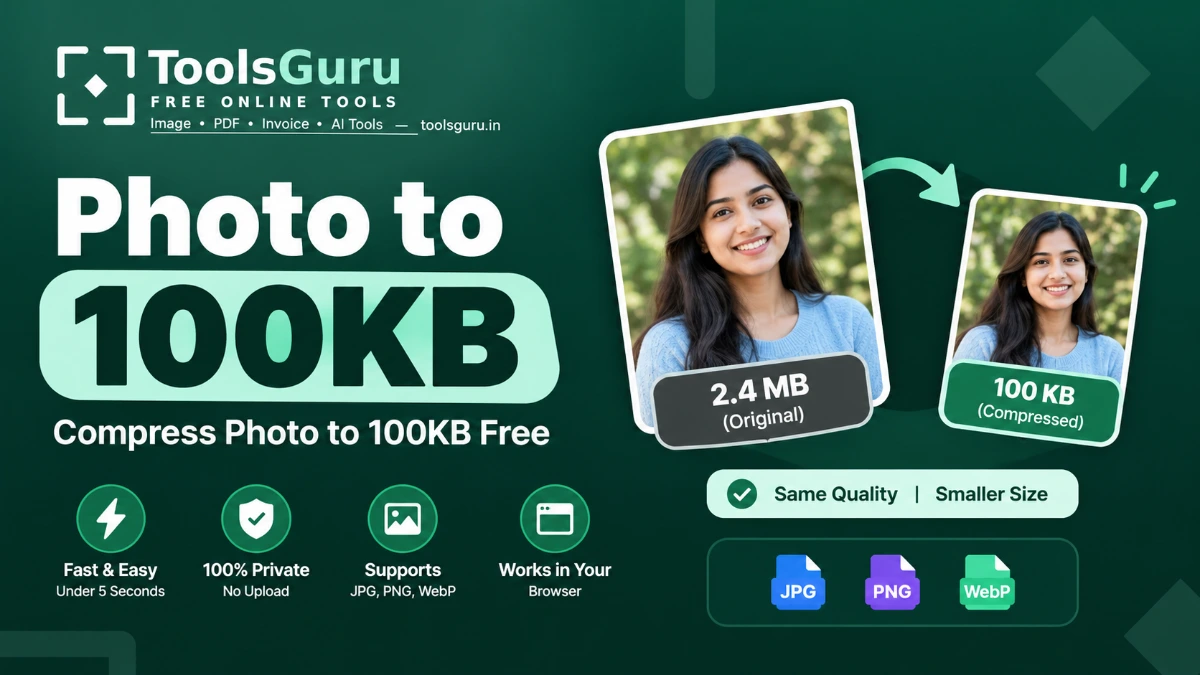 Photo to 100KB online – compress photo to 100KB with ToolsGuru